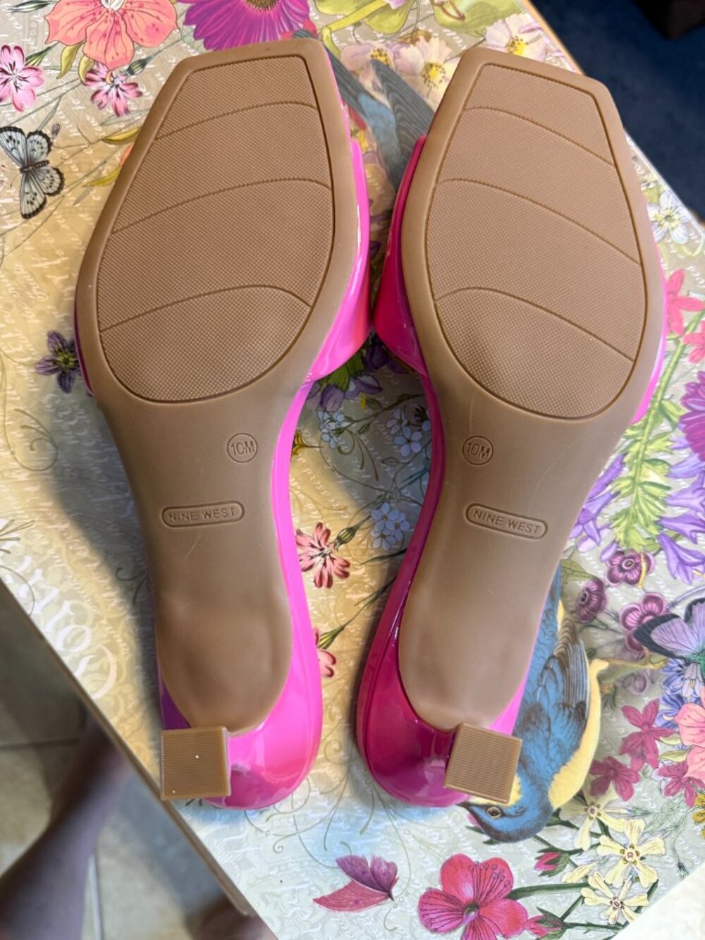Pink Patent Nine West Luvlie Kitten Heeled Slide Sandals - Picture 4 of 5